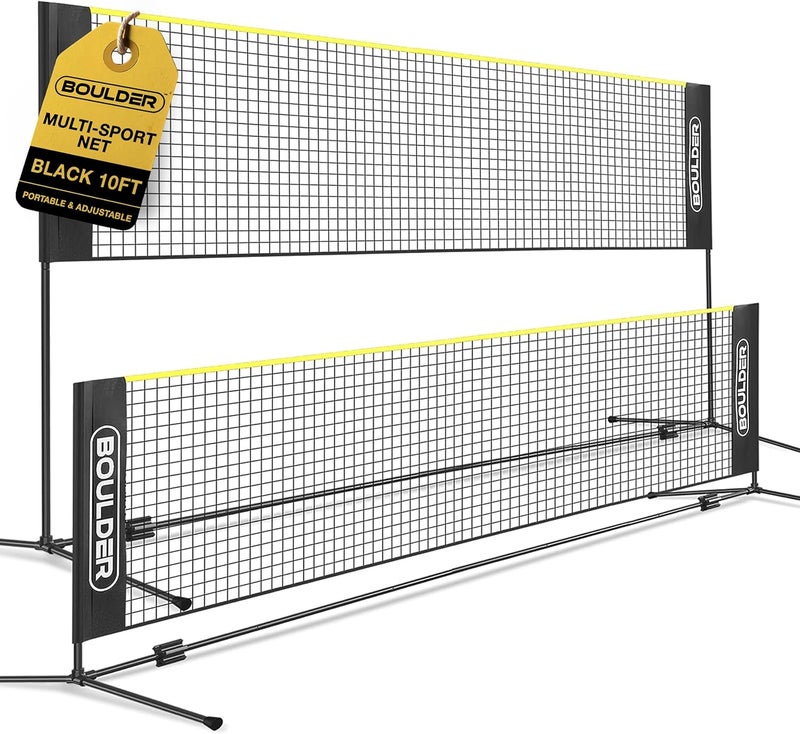 Boulder Portable Badminton Pickleball Net - Foldable/Extendable Poles for Multiple Sports Heights (UP to 5 ft) - Ideal for Tennis, Pickleball, Soccer Tennis - Easy Setup - Image 1